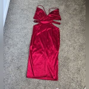 FN Red sexy silky dress midi